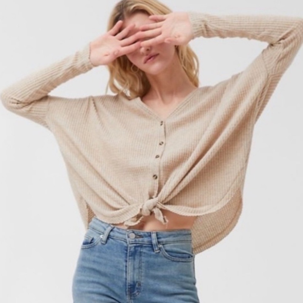 Urban Outfitters Out From Under Beige Waffle Knit Cardigan M